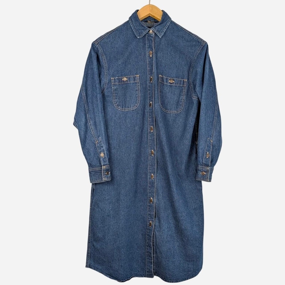 Vintage Calvin Klein Denim Snap Front Shirt Dress USA Made Size Medium